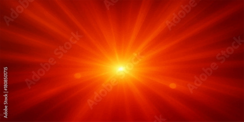 Bright red and orange sun explosion design with glowing star burst rays