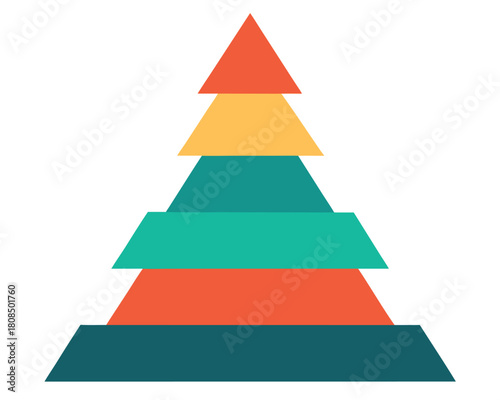 Colorful pyramid chart isolated on white background for presentation