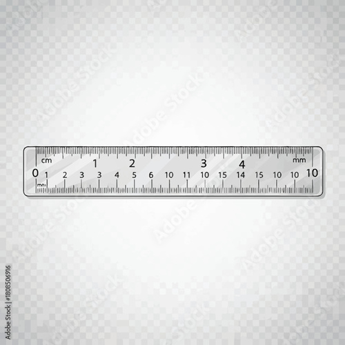 Realistic Ruler Illustration A Detailed, Transparent, and Accurate Measurement Tool for Everyday Use