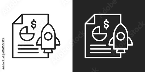 Market Penetration Icon In Black And White Line Style