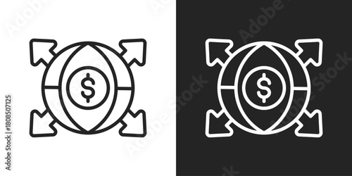 Expansion Icon In Black And White Line Style