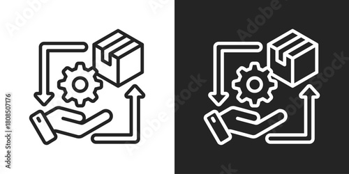 Supply And Demand Icon In Black And White Line Style