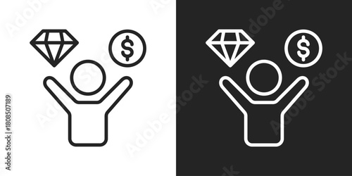 Value Proposition Icon In Black And White Line Style