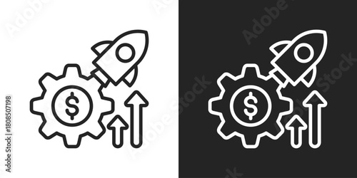 Start Up Icon In Black And White Line Style