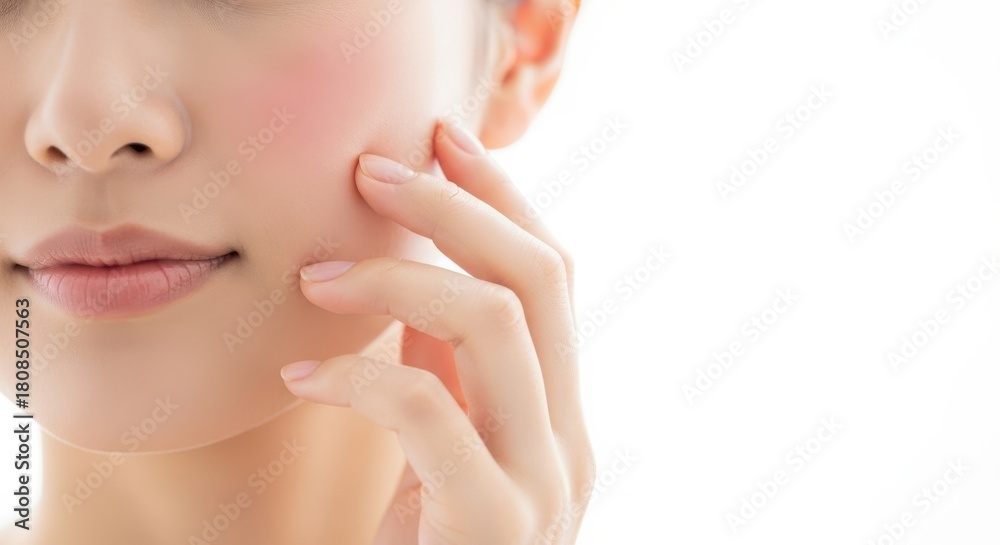 Obraz premium Woman touching healthy soft cheek