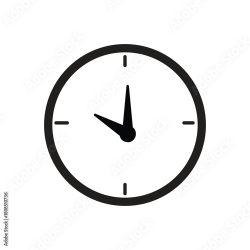 Minimalist clock face with black hands on white background