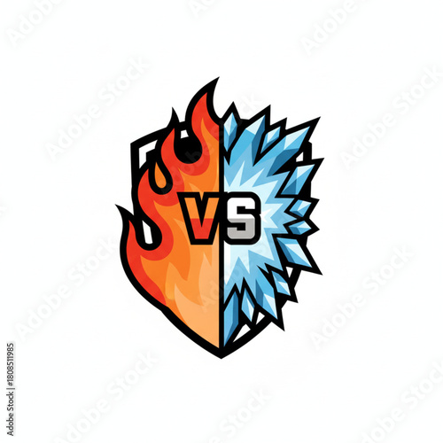 Fire and Ice Battle A Symbolic Emblem of Conflict and Elemental Contrast