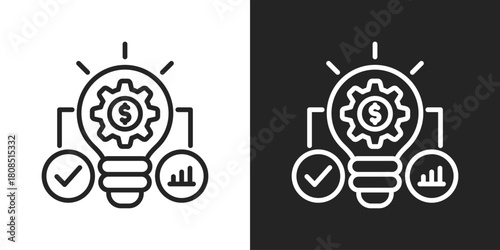 Business Innovation Icon In Black And White Line Style