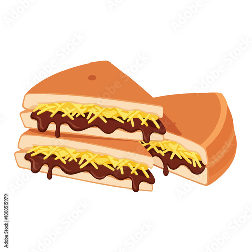 Delicious Kaya Toast A Classic Singaporean Breakfast Treat Illustration.