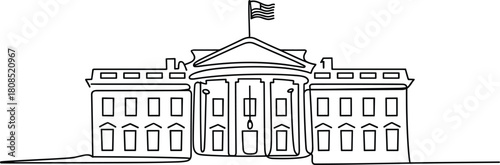 White House building outline with American flag architecture