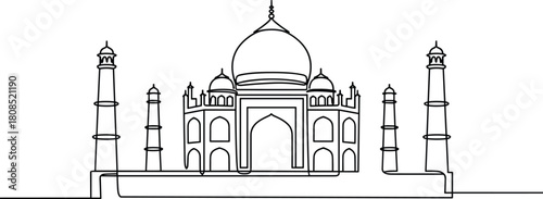 Taj Mahal outline drawing India monument