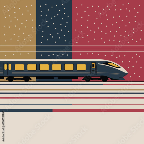 Modern High- Speed Train Traveling Through Abstract Landscape high-speed transportation