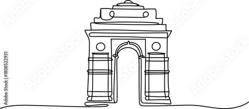 India Gate continuous line drawing monument archway