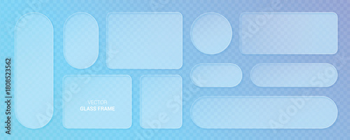 Liquid Glass UI Design Blue geometric vector pattern with colorful pills in blister packs, illustration concept blank for web and business design