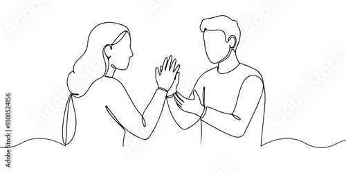 A single continuous line of a person solving an interpersonal problem, symbolizing social intelligence and interpersonal skills, vector illustrator