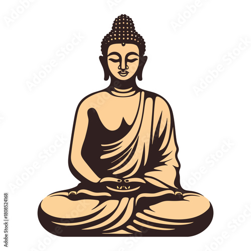 Gold bronze Buddha statue head for meditation isolated on white background