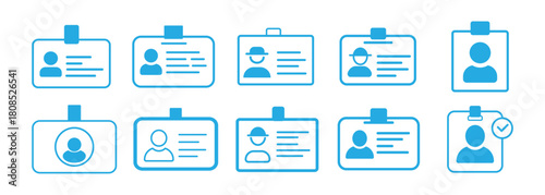 Id card badge icon. Identification card icon set.  ID Card Icon Black | Driver's License Illustration | ID Badge Symbol | Identity Logo | Pass Passport Sign vector isolated on white background. 
