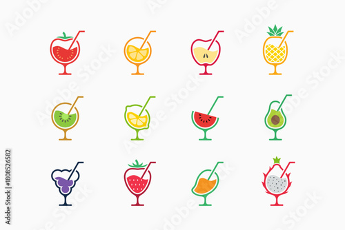 Set of fruit juice logo icon illustration