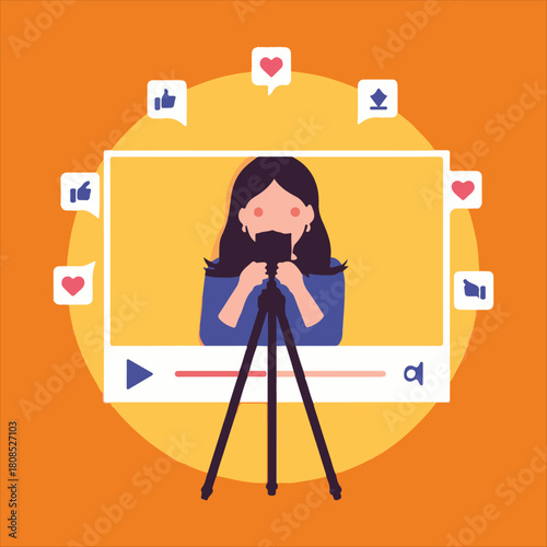 Digital Creators: Vlogging, Live Stream, and Social Media Influence Set,Influencer Marketing and Online Content Creation Vector Collection.