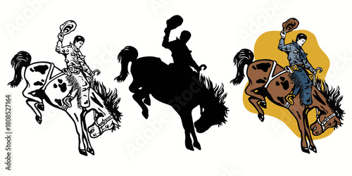 A Classic Rodeo Cowboy Hand drawn Illustration