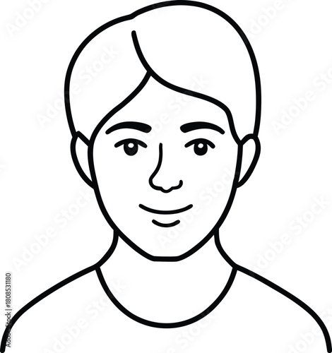 Minimal Self Portrait Line Art on White Background Transparent Background
