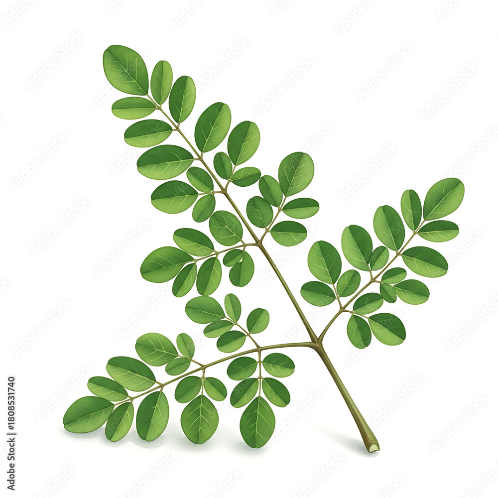 Obraz premium Nature Illustration, Fresh Green Leaves, Isolated Background, High Quality, Clipart Concept