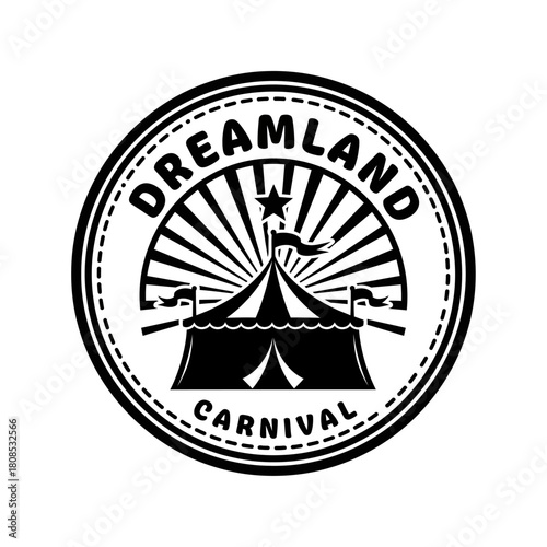 Dreamland Carnival Tent with Star and Banner Logo.