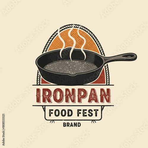 Ironpan Food Fest Brand Logo with Skillet and Steam.