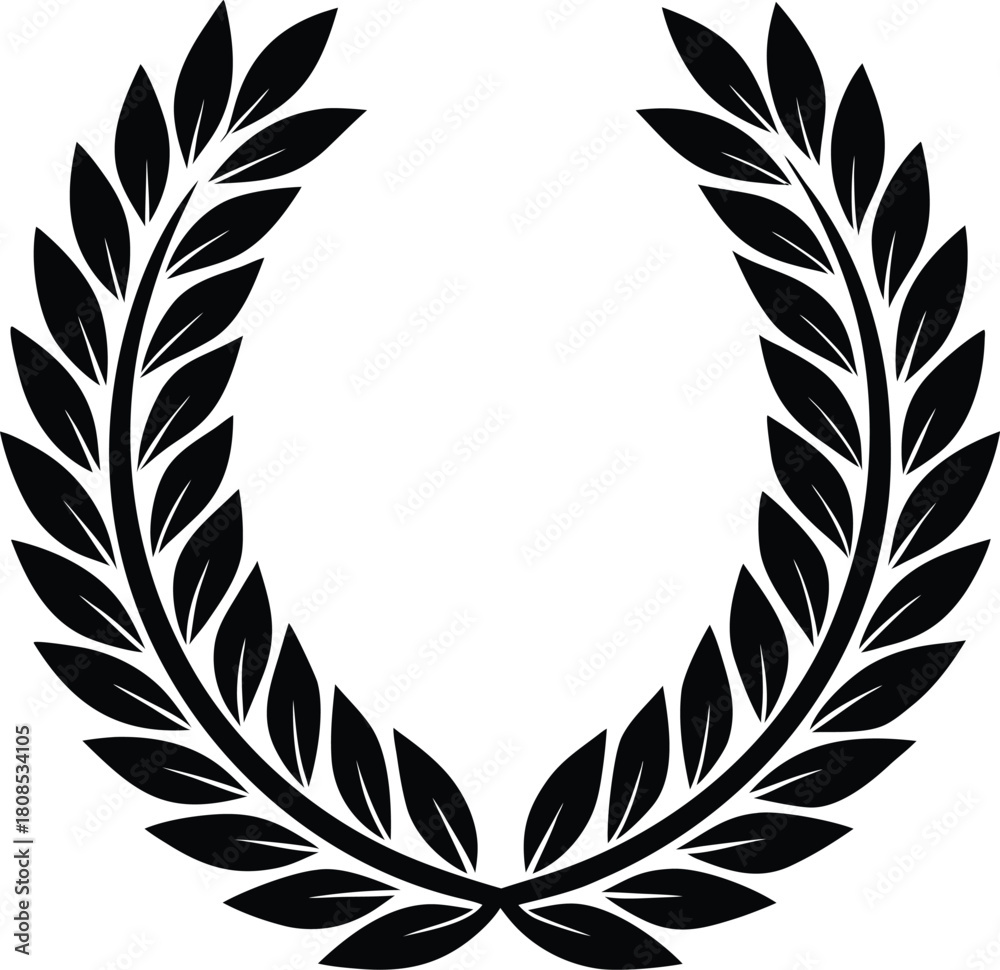 Obraz premium Vector linocut of a black laurel wreath.eps