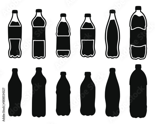 Diverse Beverage Bottle Container Silhouettes
