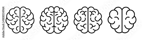 Human brain line art icon set for mind, thought, intelligence