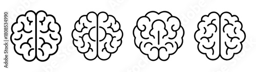 Human brain outline icon set representing intellect and ideas
