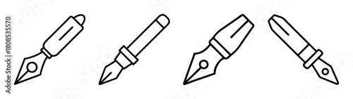Set of fountain pen line icons vector illustration symbol design