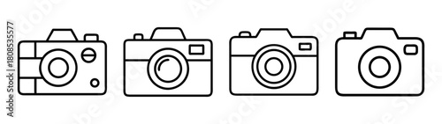 Minimalist line art camera icons for digital photography needs