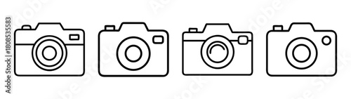 Line art camera icons set. photography symbol. digital photo device.