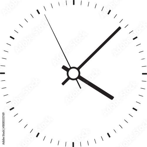 Isolated wall clock vector illustration displaying hour minute and second hands on the circle number face for time management concept