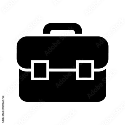 Black and white icon of a classic briefcase
