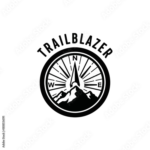 Trailblazer Compass Mountain Logo - Adventure and Exploration Symbol.