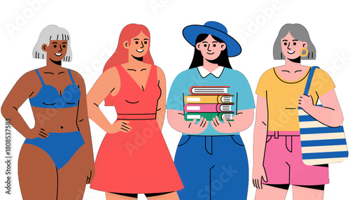 Diverse women in casual and stylish outfits