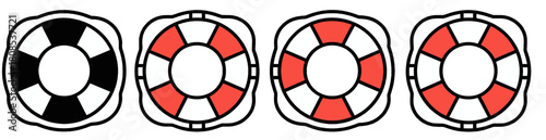 Four Colorful Lifebuoy Icons with Transparent Design