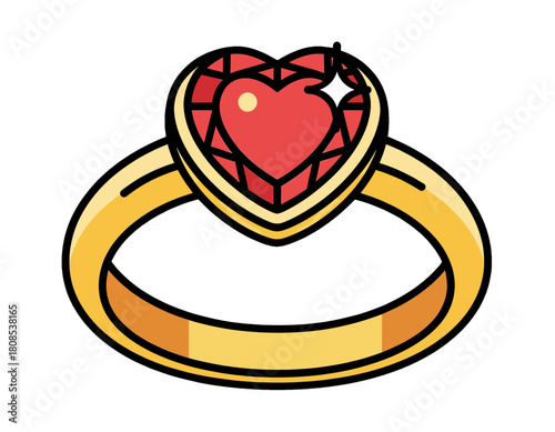 Heart-Shaped Ruby Engagement Ring with Gold Band