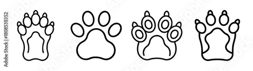 Diverse animal paw prints, outline vector set, ideal for design