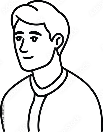 Thoughtful Man Line Art on White Background Transparent Background