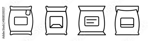 Bags and sacks line icons set for bulk product packaging design