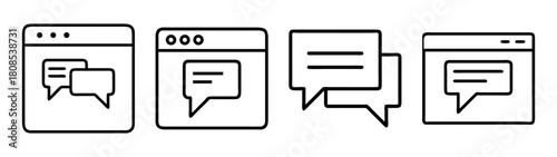 Online chat and message interface icons vector illustration set