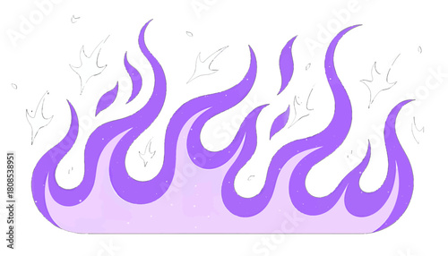 Purple Flames with White Sparks and Glittering Highlights
