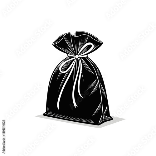 Balck Friday open gift bag silhouette black fill white background