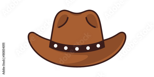 Western cowboy hat with brown band and studs