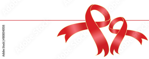 red ribbon of aids icon on white background