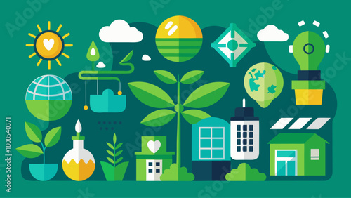 Green Energy and Sustainability Solid Icon Set – Eco-Friendly Power Symbols, Renewable Resources, and Environmental Conservation Vector Graphics